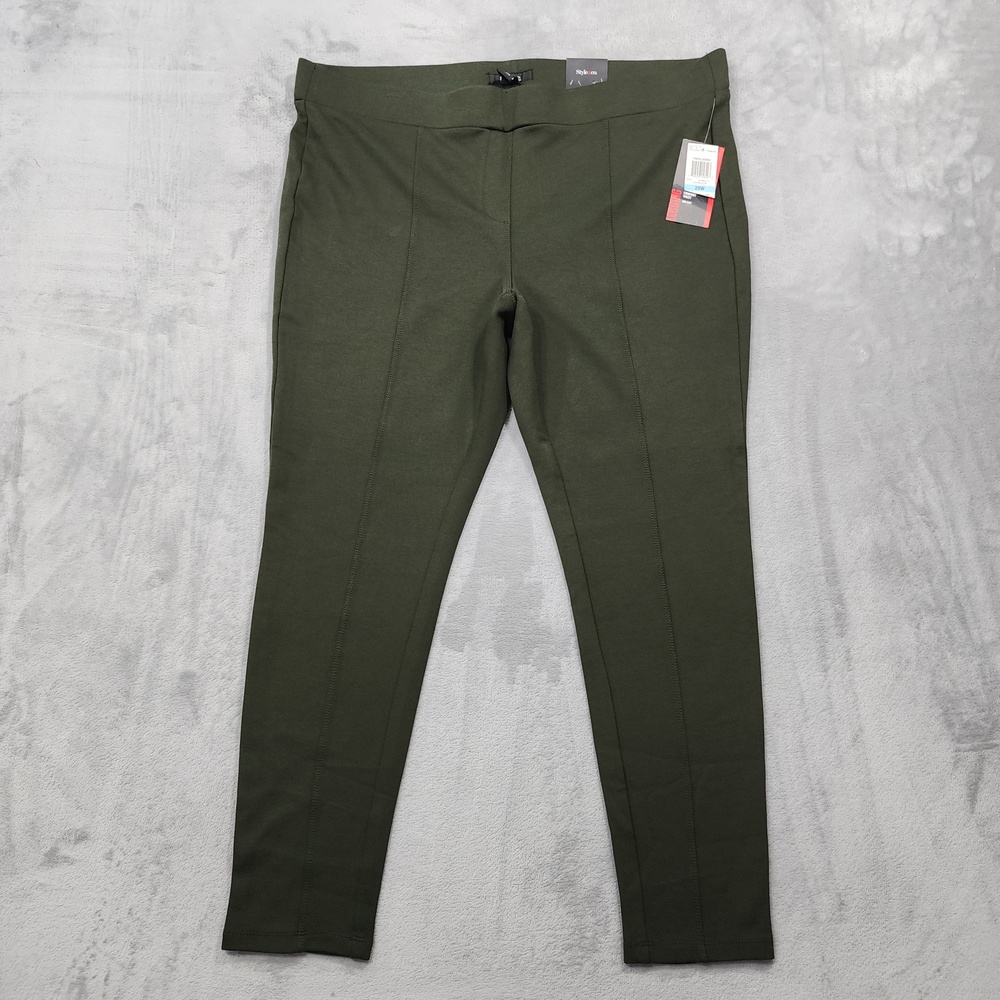 NEW Style & Co Leggings Womens 20W Green Ponte Mid Rise Ankle Stretch Pull On